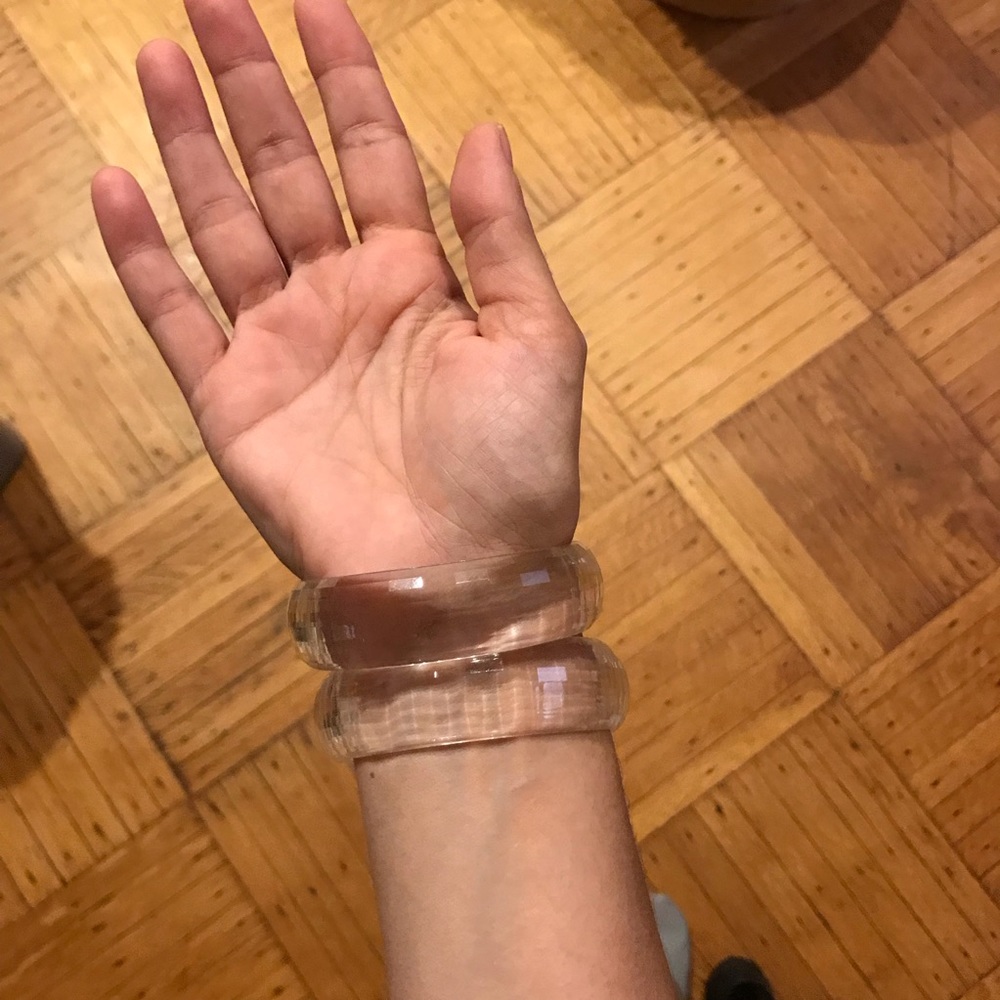 Bundle Of 2 Colorless Resin Bangles.Euc - image 2